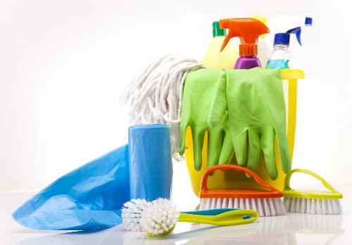 A cleaner treating a carpet stain in a Lewisham flat