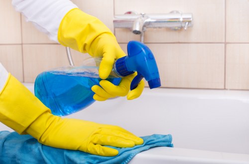 Detailed post-construction cleaning of kitchen surfaces and fittings